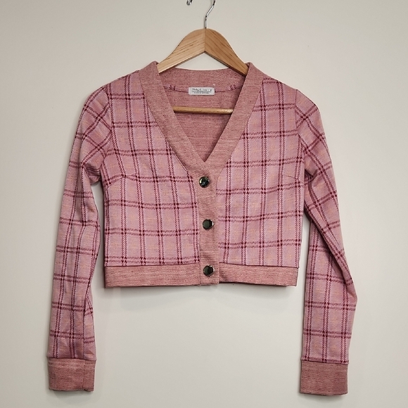 wild fable Sweaters - Haley‎ And June Plaid Pink Cardigan Sweater